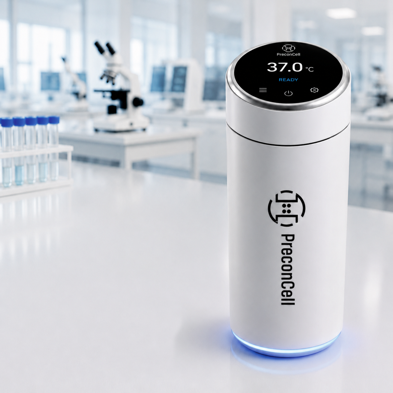 PreconCell device on a laboratory bench